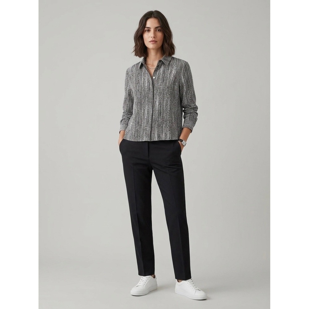 COS Black White Dotted Abstract Print Button Down Womens Shirt Blouse US 10